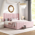 HOMBCK King Size Bed Frame Upholstered Bed with Vertical Channel Tufted Headboard & Footboard, Wooden Slats/Noise Free/No Box Sp