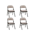 MECO 4 Pack Padded Folding Chairs, Cushioned Motif Fabric Foldable Chair, Cinnabar