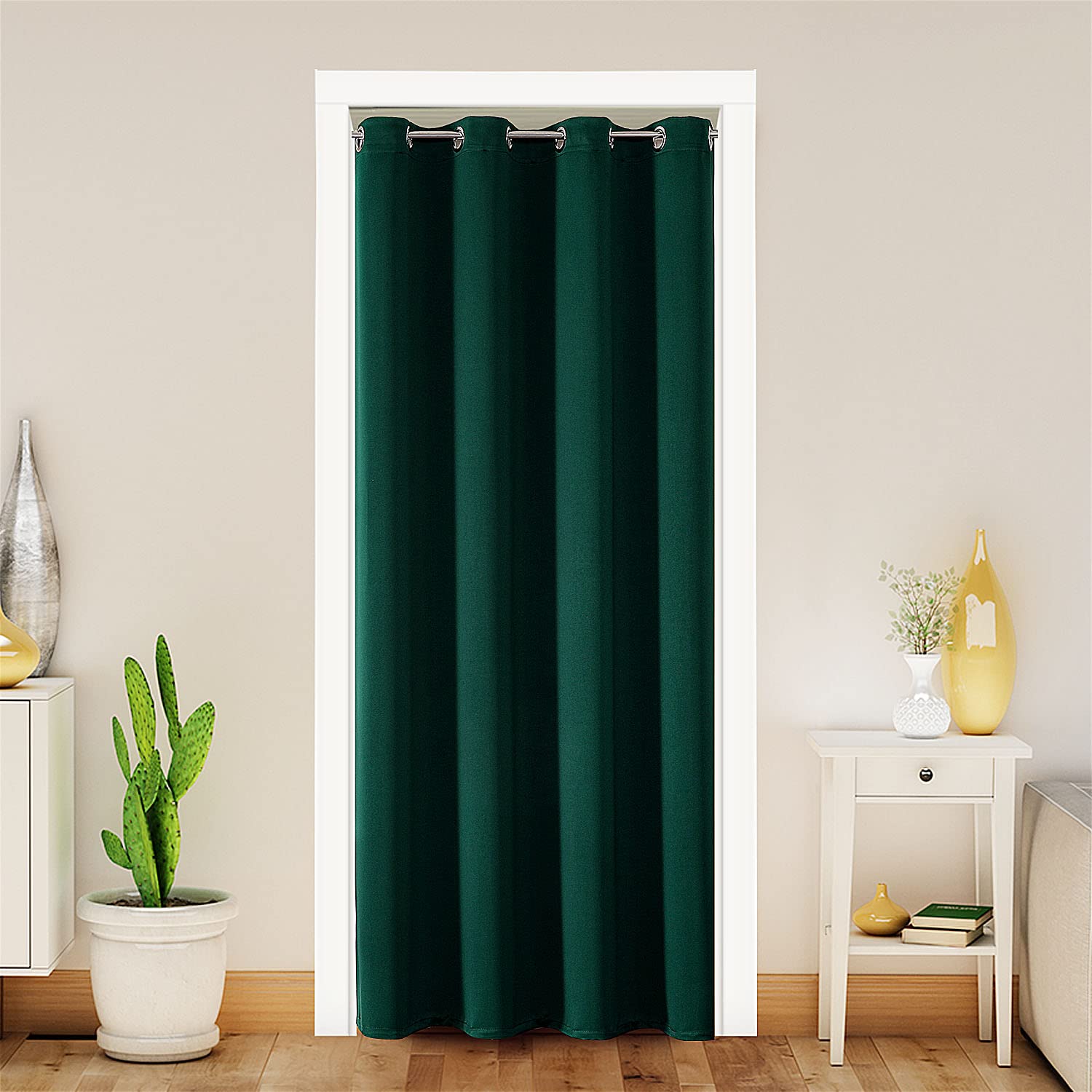 ChrisDowa Blackout Door Curtains for Doorway Privacy, Grommet Closet Curtain for bedroom closet door, Thermal Insulated Temporar