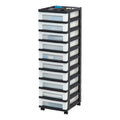 IRIS USA Plastic Drawer Storage Organizer Rolling Cart, with Wheels Casters, 10-Drawers, for Classroom Art Craft Supplies Dresse