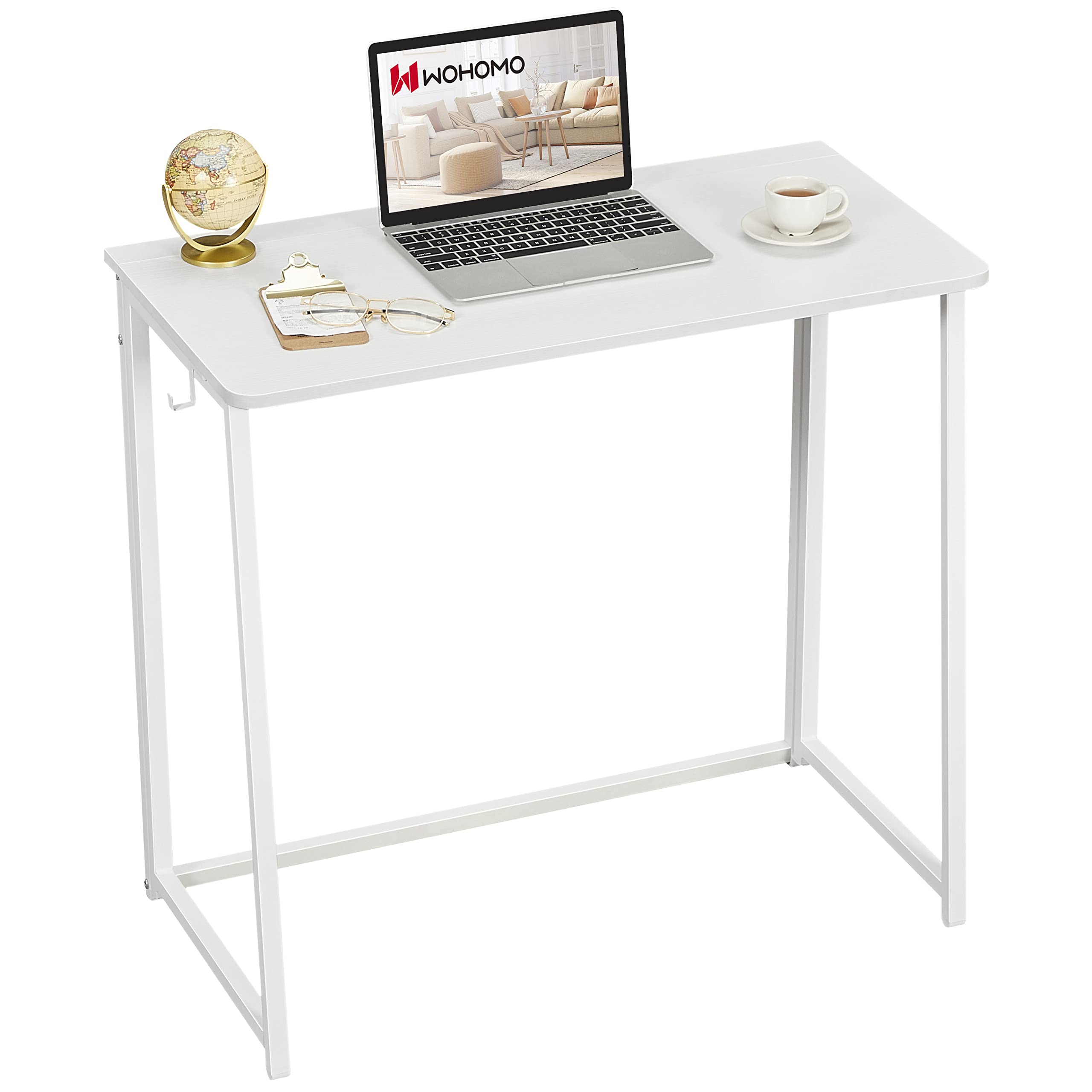 WOHOMO Folding Desk, 31.5 Small Desk for Small Spaces, Easy Assemble Foldable Computer Desk for Laptop, Mini Portable Working Ta