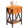 VECELO Nightstand, Modern Bedside End Table, Night Stand with Drawer and Storage Shelf for Living Room Bedroom, Industrial Metal