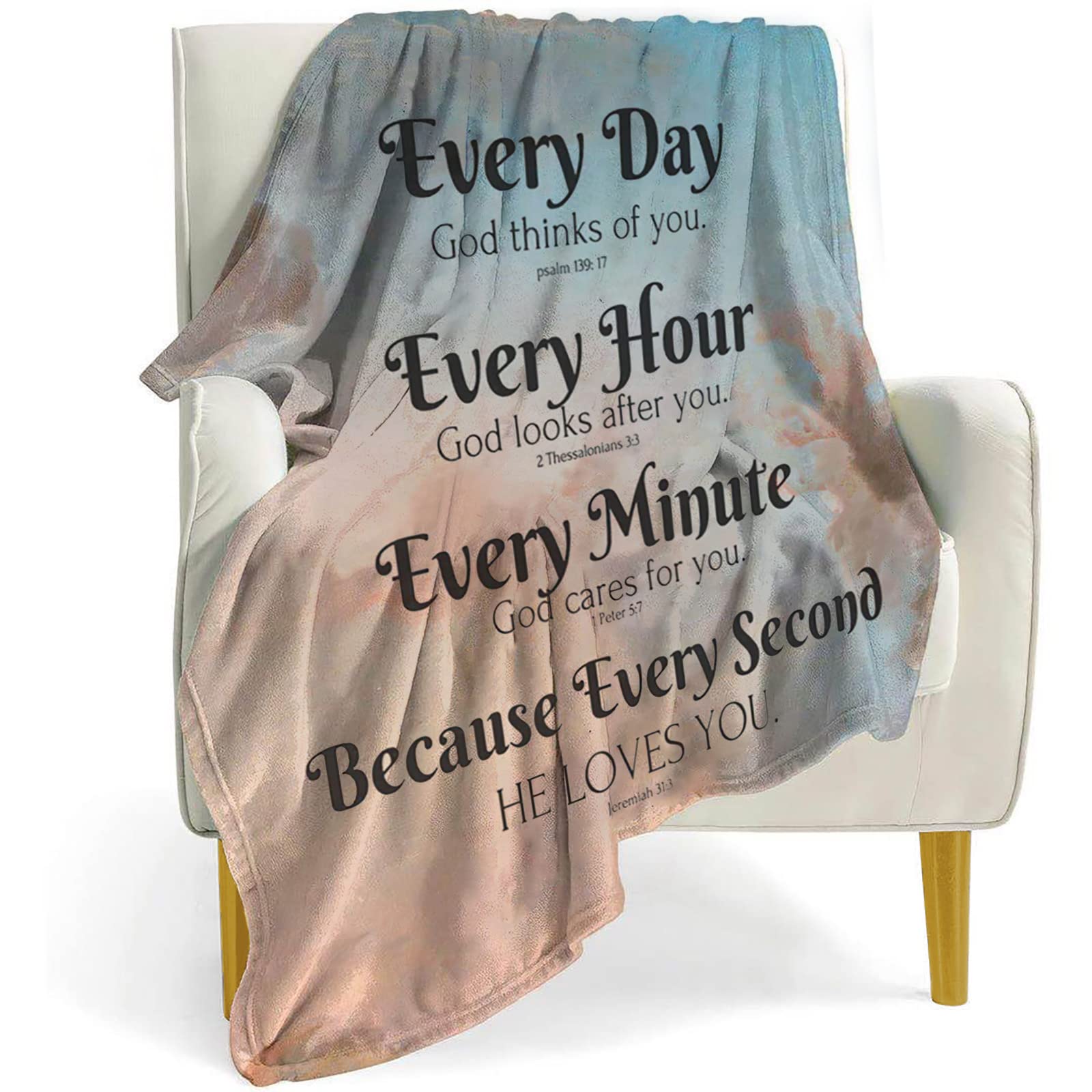 QETXVI Bible Verse Blanket with Inspirational Thoughts and Prayers- Religious Throw Blanket Soft Lightweight Cozy Plush Warm Bla
