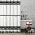 Seasonwood White Shower Curtain Tassel Fabric Shower Curtain 84 inch Shower Curtain for Bathroom Decor, 72 x 84,Black and White