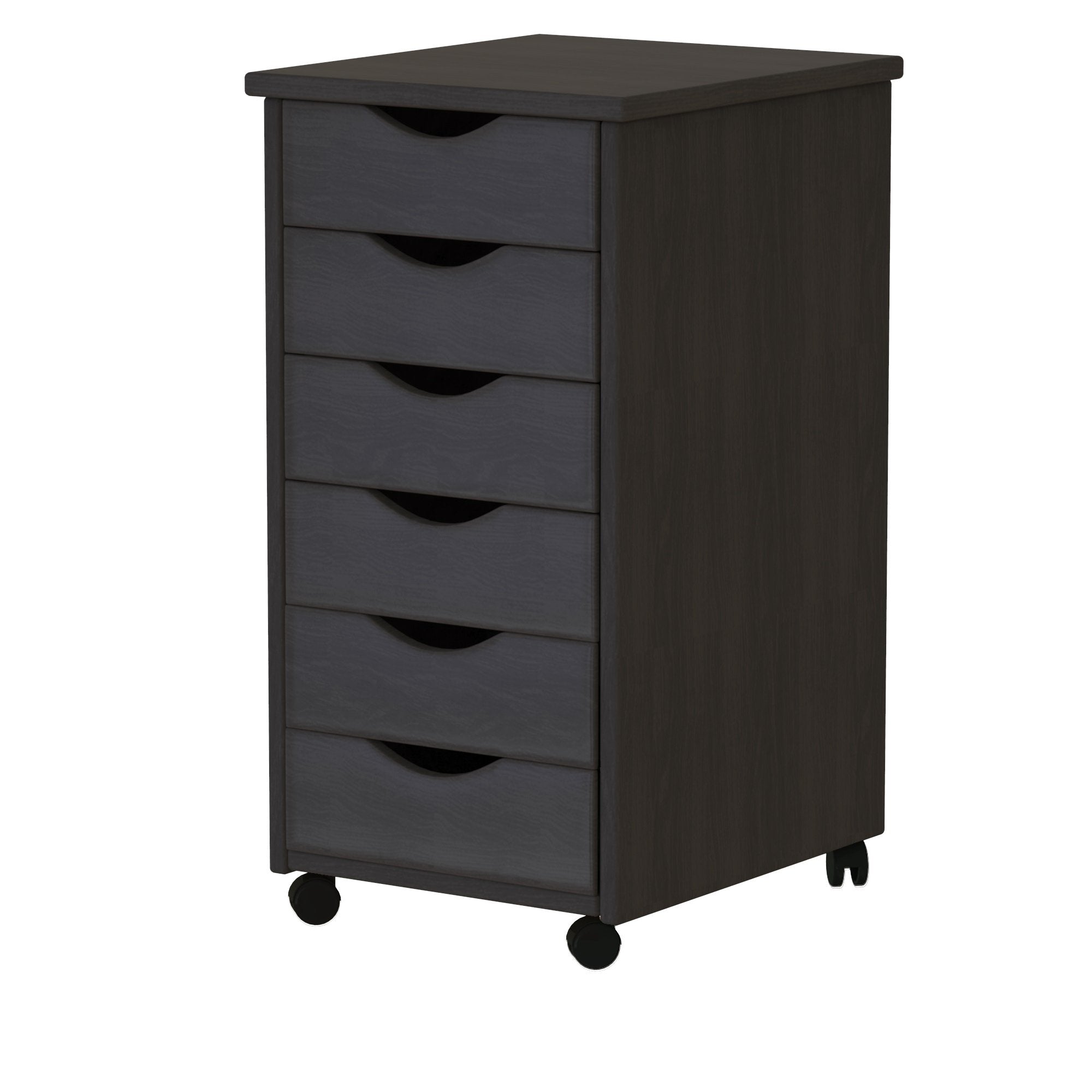 Jela Original Roll Cart, Solid Wood, 6 Drawer Narrow Drawers Roll Carts (Black)