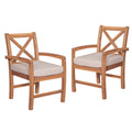 Walker Edison Delray Classic Acacia Wood X Back Patio Chairs with Cushions, Set of 2, Brown