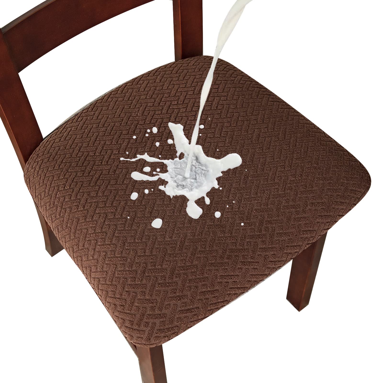 Genina Waterproof Seat Covers for Dining Room Chairs covers dining chair seat covers Kitchen Chair Covers slipcovers (Chocolate,