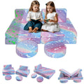 MeMoreCool Kids Couch Glow Sofa Modular Toddler Couch for Playroom, 8-Piece Fold Out Baby Couch Play Set, Children Convertible S