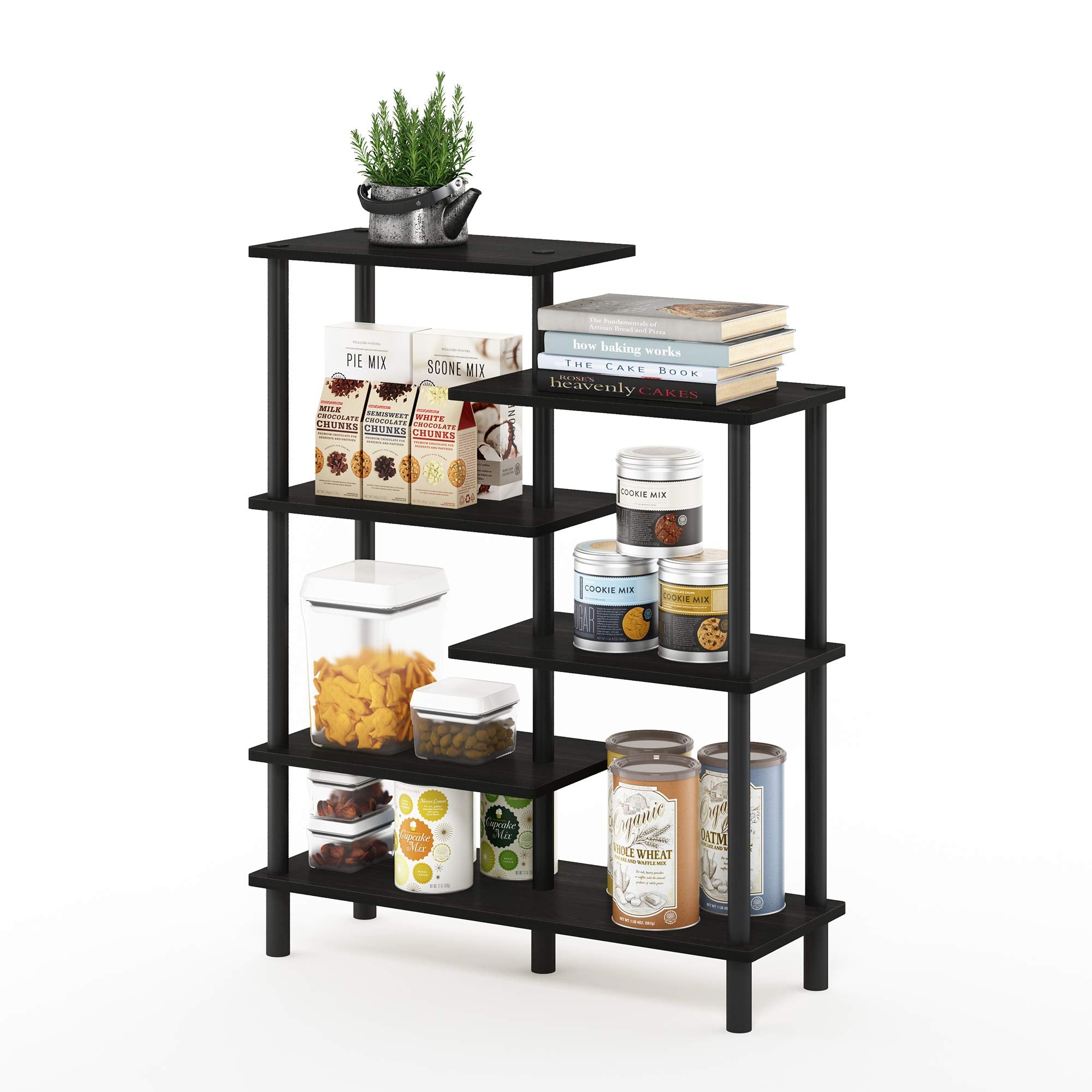 Furinno Turn-N-Tube 6-Tier Accent Display Rack, Espresso/Black