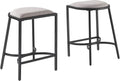 Crosley Furniture Ellery Upholstered Seat Counter Height Bar Stools Set of 2, Gray/Matte Black