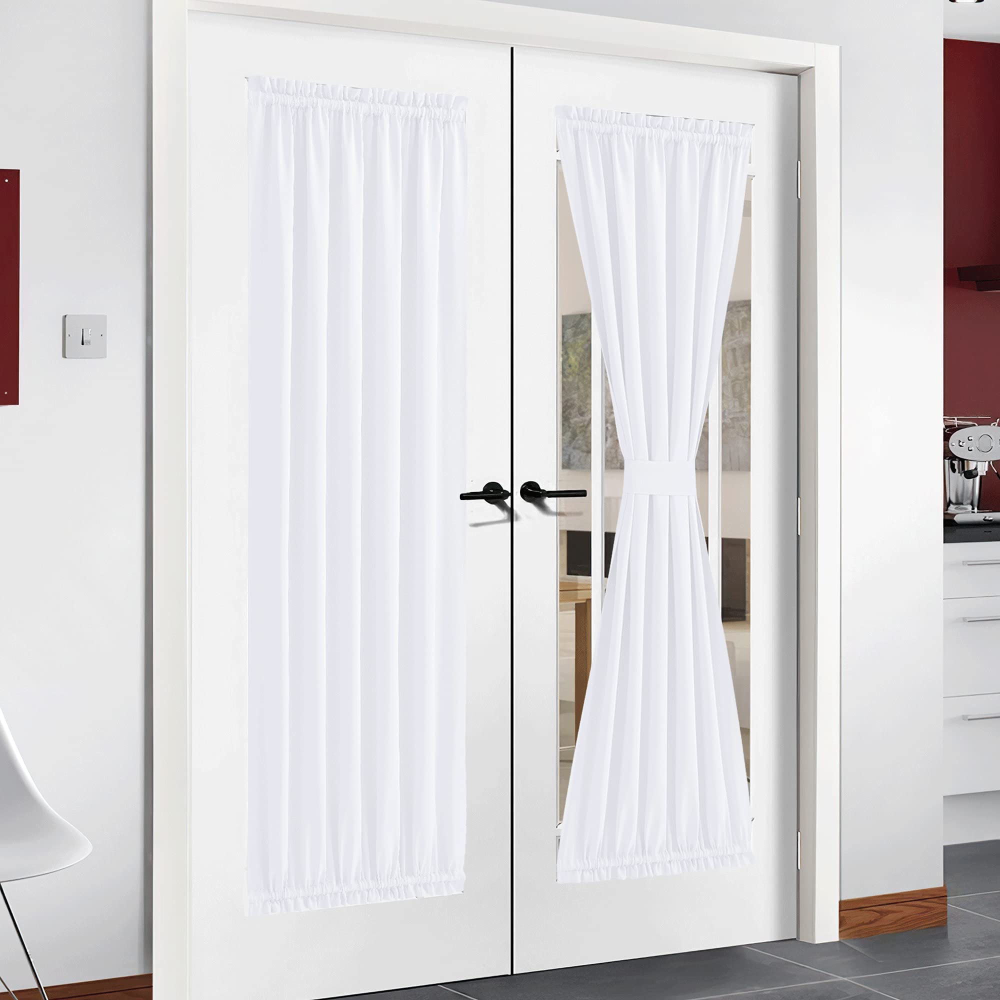 NICETOWN Pure White Patio Door Panel - Thermal Insulated 50% Sunlight Blocking French Door Curtain/Drape/Drapery (54  Width x 72