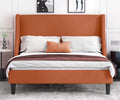 Allewie Full Size Platform Bed Frame with Upholstered Headboard, Modern Deluxe Wingback, Wood Slat Support, Mattress Foundation,