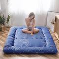 MAXYOYO Leaf Printed Japanese Futon Floor Mattress, Thicken Sleeping Pad Floor Bed Roll Up Camping Guest Mattress Folding Couch 