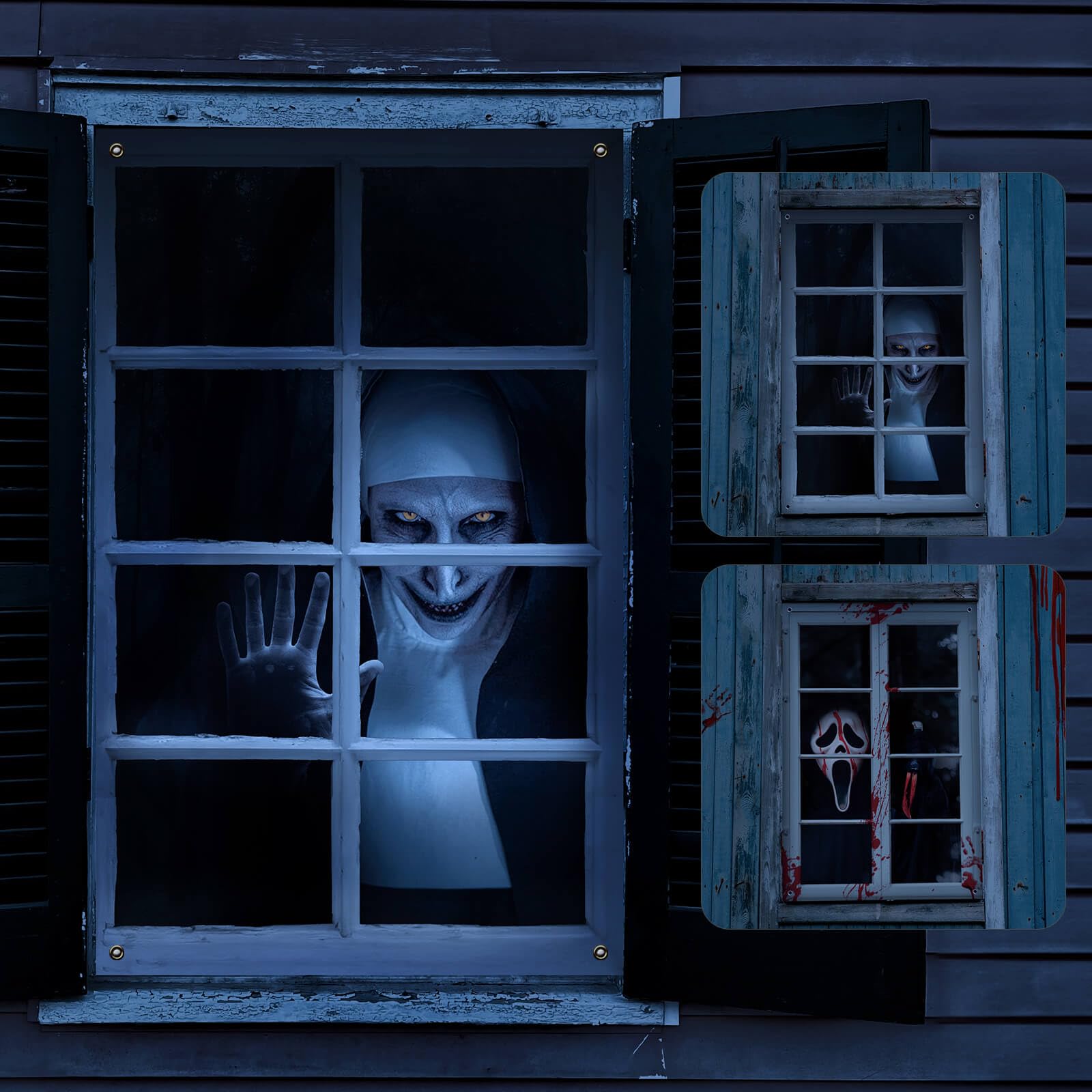 YUSPENYE 2 Pack of Halloween Sister Ghost Window Door Cover, Halloween Decoration, Party Decors