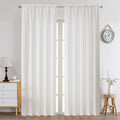 Chyhomenyc Natural Curtains 96 Inch Length 2 Panels Set, Faux Linen Textured Semi Light Filtering Soft Airy Farmhouse Window Cur