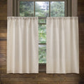 Valea Home Linen Kitchen Curtains 36 Inch Length Rustic Farmhouse Crude Short Cafe Curtains Rod Pocket Tiers for Small Window Ba