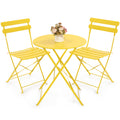 Kromax Outdoor Patio Bistro Set, Folding Bistro Table and Chairs Set, 3 Piece Folding Patio Furniture Set, Space Saving, Yellow