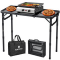 FUNYKICH 3ft Folding Grill Table for Outside 34.2x15.7, 3 Height Adjustable Portable Camping Tables, Lightweight Metal Alumi