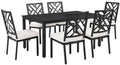 Crosley Furniture Locke 7-Piece Outdoor Dining Set for 6, Patio Table and Chairs for Backyard, Deck, Matte Black with Creme Cush