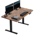 VIVO Electric Height Adjustable 43 x 24 inch Memory Stand Up Desk, Rustic Vintage Brown Solid One-Piece Table Top, Black Frame, 