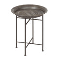 Kate and Laurel Mahdavi Hammered Metal Tray End Table, Pewter, 16.5 inch Diameter