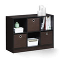 Furinno Basic 3x2 Cube Storage Bookcase Organizer with Bins, Dark Walnut