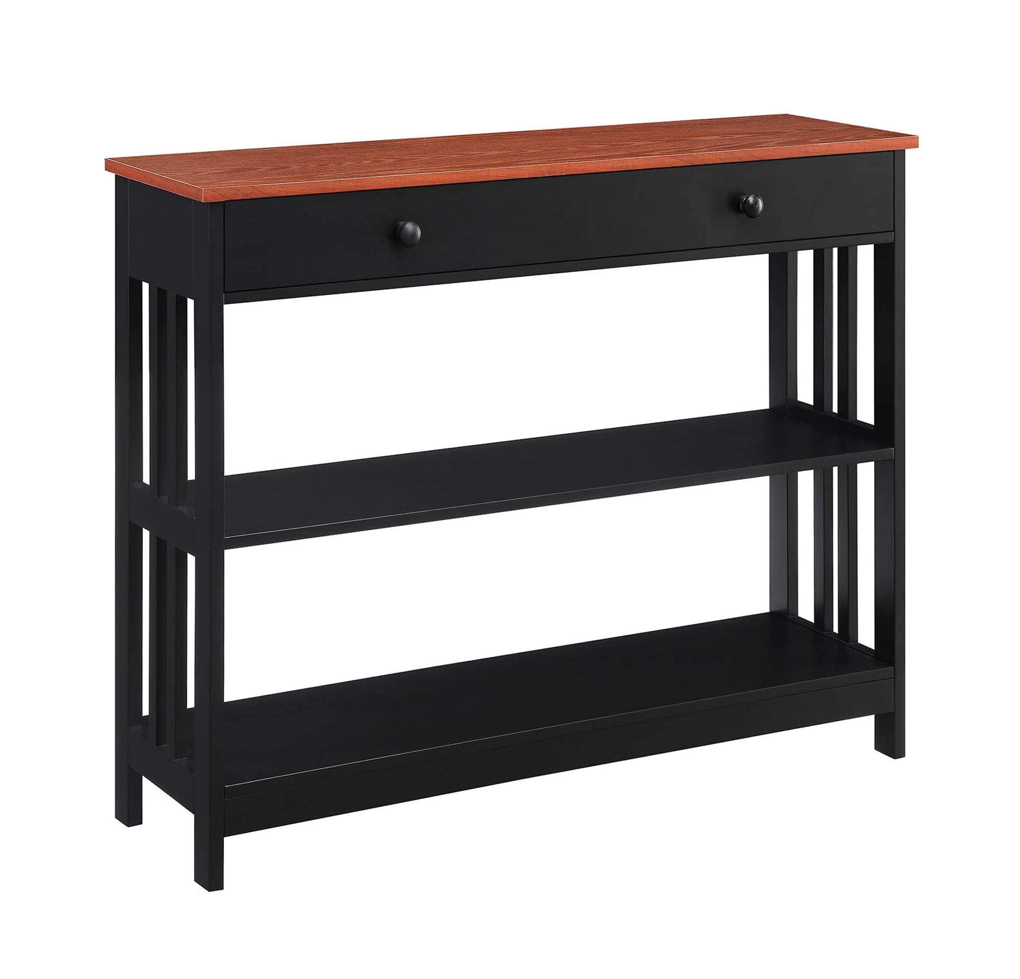 Convenience Concepts Mission 1 Drawer Console Table, Cherry / Black