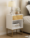 Masupu Large Nightstand,Boho Night Stand Modern Farmhouse Wood Bedside Table with Storage Drawer and Open Shelf,Side End Table f