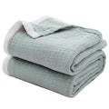 SE SOFTEXLY Cotton Muslin Blankets 4-Layer Linen Texture Blankets for Bed Couch,Thermal Blanket for Adults Lightweight Soft Brea