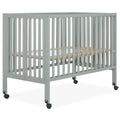 Dream On Me Quinn Full-Size Folding Crib in Cool Grey, Removeable Wheels, Modern Nursey, Adjustable Mattress Support, Portable C