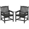 Outsunny All-Weather Patio Chairs Set of 2, HDPE Patio Dining Chair Set, Heavy Duty Wood-Like Outdoor Furniture for Garden, Back
