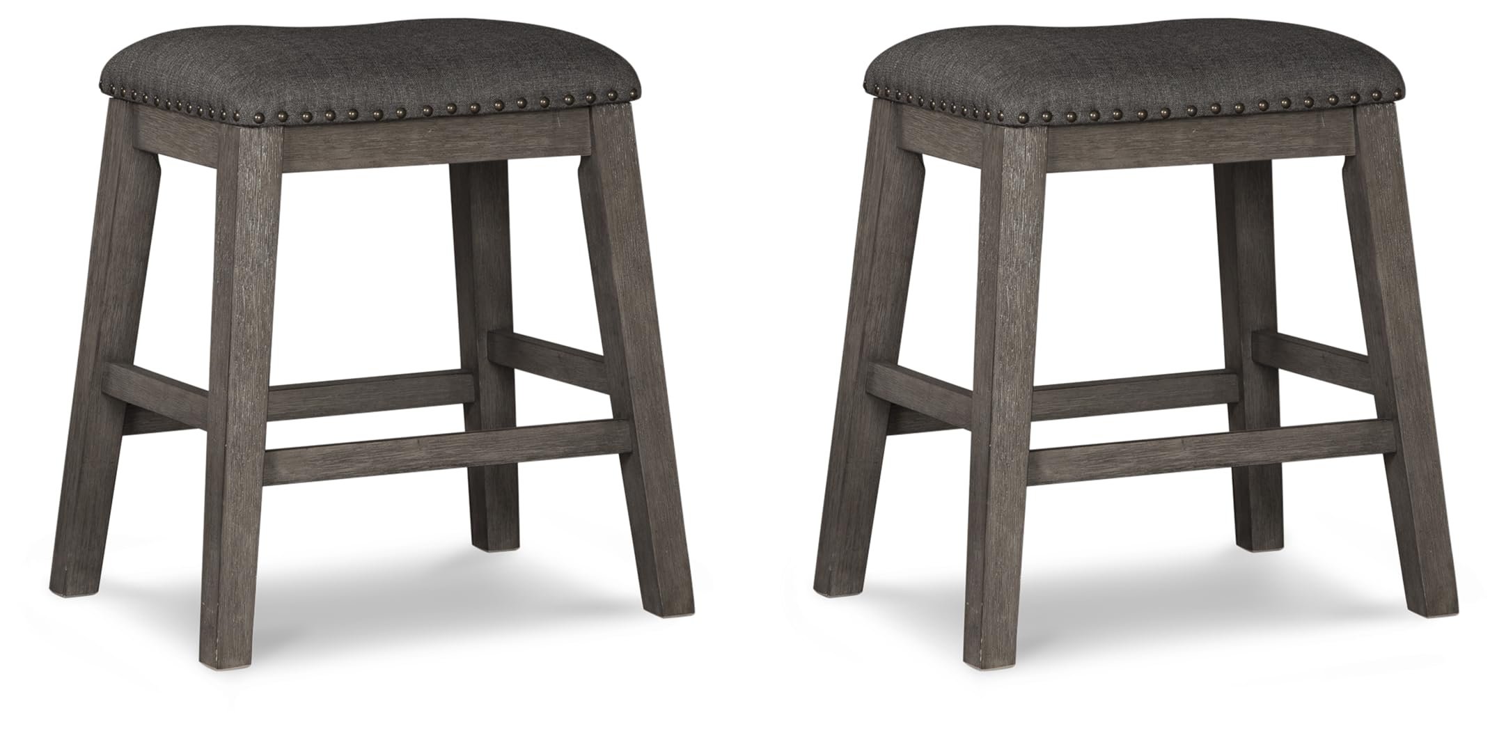 Signature Design by Ashley Caitbrook Rustic 24.4 Counter Height Upholstered Barstool, 2 Count, Gray