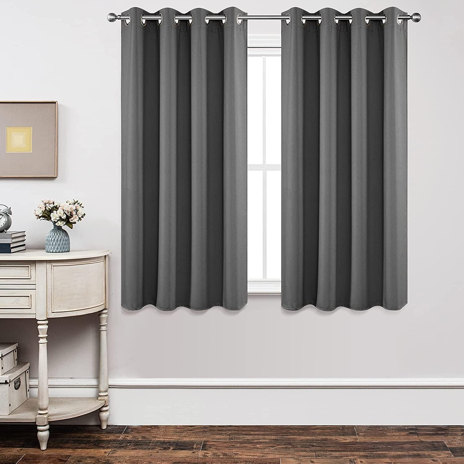 Joydeco Blackout Curtains 45 inch Length 2 Panels Set, Thermal Insulated Long Curtains & Drapes 2 Burg, Room Darkening Grommet C