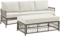 Crosley Furniture Thatcher 2-Piece Outdoor Sofa Patio Furniture Set, Wicker Conversation Sets for Porch, Driftwood with Creme Cu