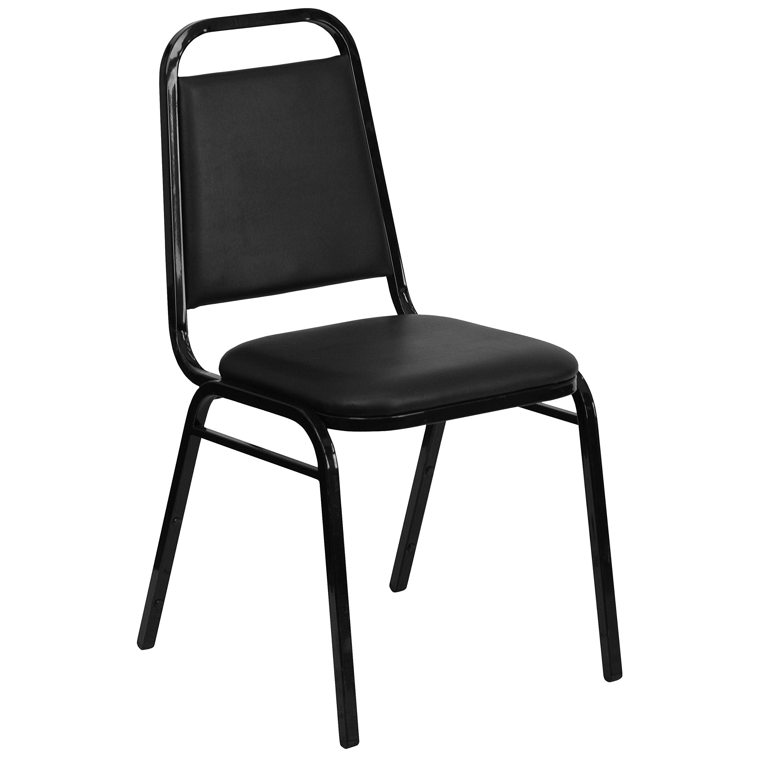 Flash Furniture Hercules Series Trapezoidal Back Stacking Banquet Chair in Black Fabric - Black Frame