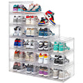 12 Pack Acrylic Clear Shoe Boxes- Ultra Clear Plastic Stackable Sneaker Storage For Sneakerhead. Professional Grade Shoe Display