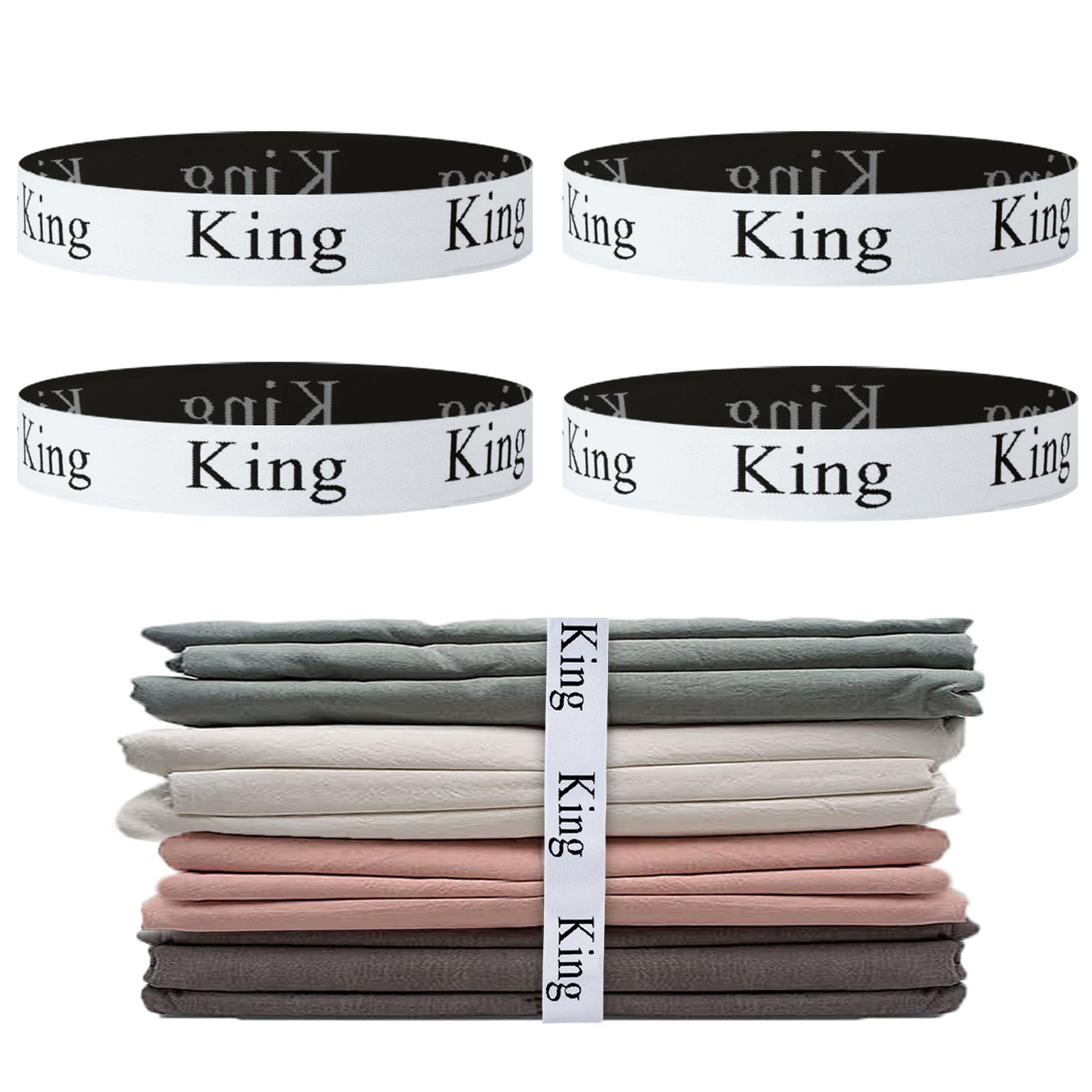 8 Pieces Bed Sheet Organizer Bands, Elastic Bed Sheet Straps Organizer and Storage Keepers, Linen Labels Bedding Bands for Close