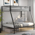 KOMFOTT Metal Bunk Bed Twin-Over-Full, Heavy Duty Metal Bed Frame with Safety Rail & Ladder, Space-Saving Bed Frame with 12.5   