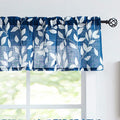 Treatmentex Leaf Kitchen Valance Curtain for Living Room Windows Navy Blue and White Print Curtain Valance 52 w x 15 l 1 Panel