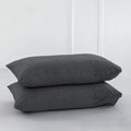MooMee Bedding Pillowcases Pack of 2 100% Washed Cotton Linen Like Textured Breathable Durable Soft Comfy (Dark Grey, Queen)