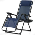 CAPHAUS Blue Zero Gravity Chair, Recliner, Lounge Chair, Folding Chair with Side Tray, Metal, Textilene Fabric, 300LB Weight Cap