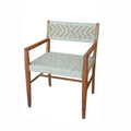 Benjara Kia 21 Inch Accent Armchair, Acacia Wood, Cotton Woven Design, Brown and Cream