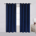 Cherry Home Set of 2 Velvet Flannel Blackout Curtains Panel Drapes Grommet Draperies Eyelet 52Wx96L inch Navy Royal Blue(2 Panel