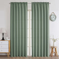 Chyhomenyc Sage Green Curtains 96 Inch Length 2 Panels Set, Faux Linen Textured Semi Light Filtering Soft Airy Farmhouse Window 
