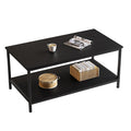 SAYGOER 2-Tier Black Coffee Table for Living Room Modern Rectangle Coffee Table with Storage Industrial Wood Center Table for La