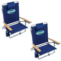 Tommy Bahama 2-Pack 5-Position Classic Lay Flat Backpack Beach Chair with Cooler and Cup Holder, Portable Folding Beach Chair fo