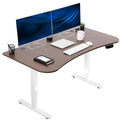 VIVO Electric 63 x 32 in Standing Desk, Memory Height Adjustment, 176 lb Frame Support, 2E Series, Dark Walnut Top White Frame, 