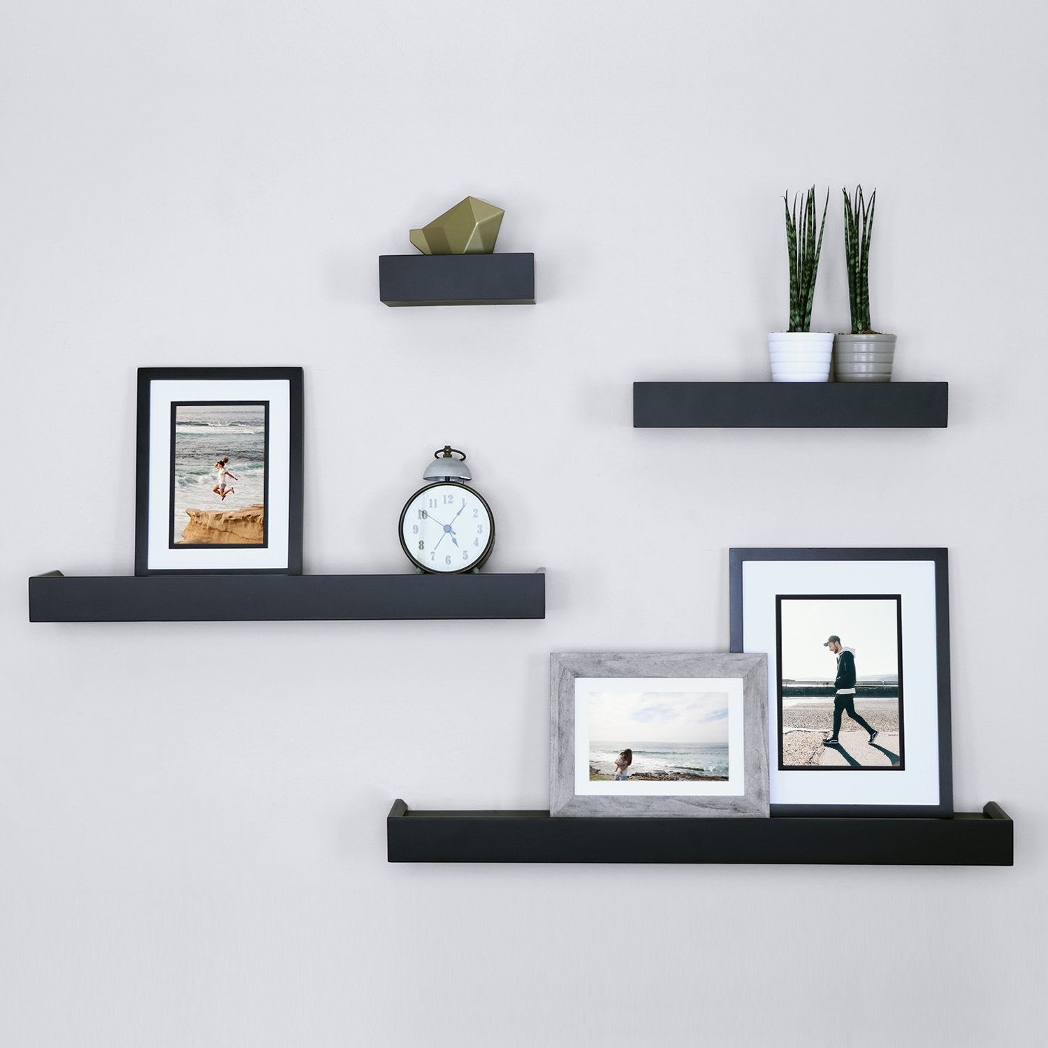 Ballucci Modern Ledge Wall Shelves, Set of 4 Wood Floating Shelves for Bedroom, Bathroom, Living Room, Kitchen, Nursery, White