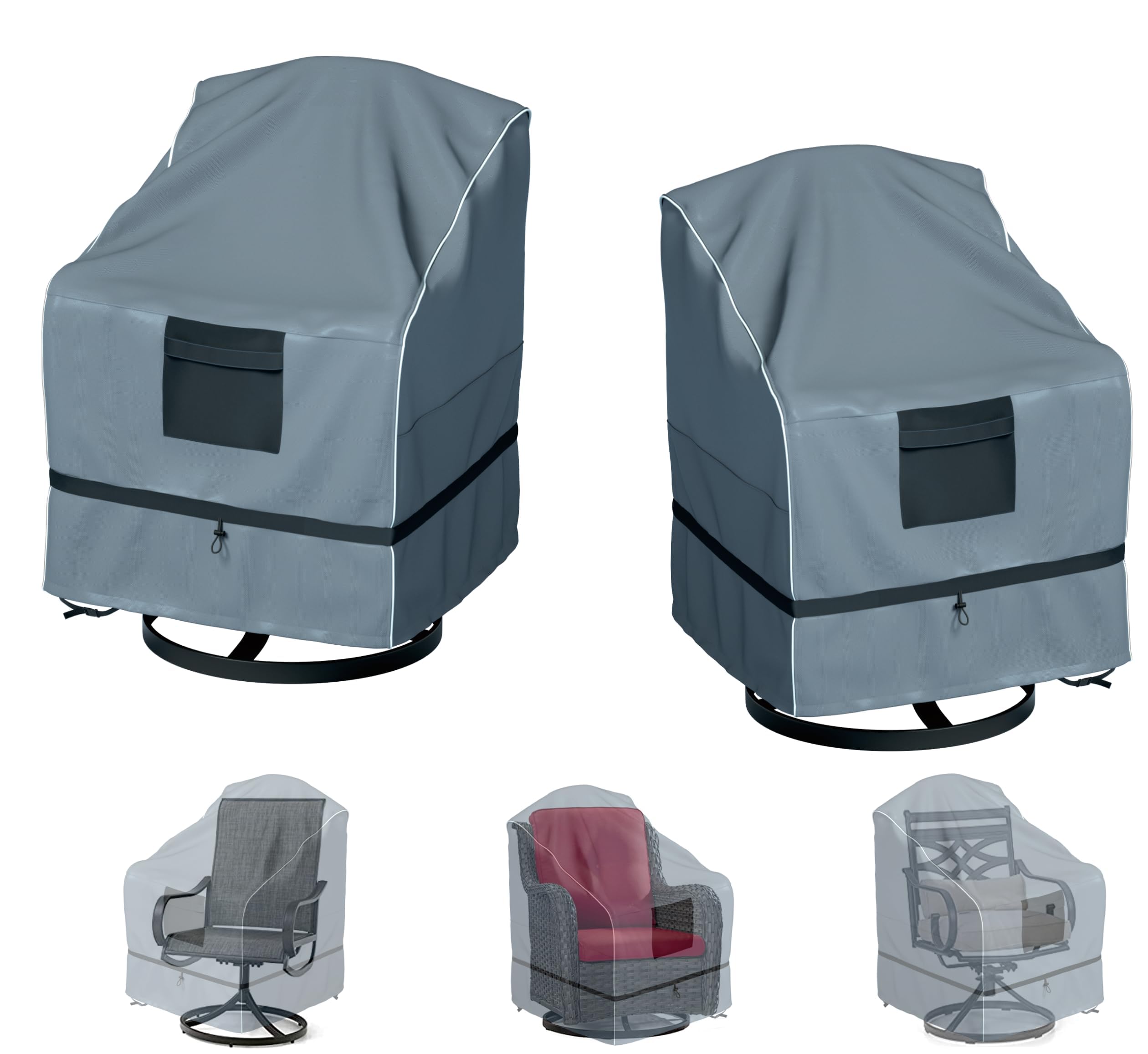 GimaiOurun Outdoor Swivel Lounge Chair Cover 2 Pack, Waterproof Heavy Duty Outdoor Outdoor Lawn Patio Furniture Rocking Chair Co