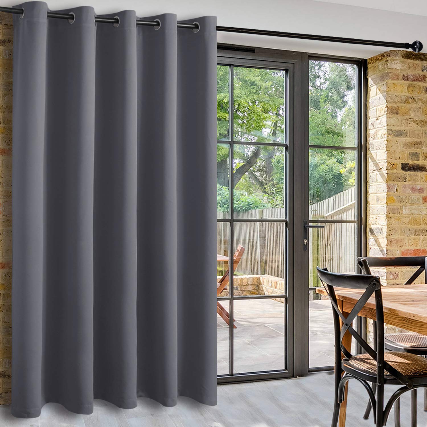 DWCN Room Divider Blackout Curtain Thermal Grommet Panel with Top for Bedroom Partition, Patio Sliding Door Curtains - Extra Wid